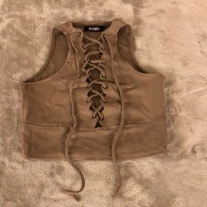 Suede Lace up crop top